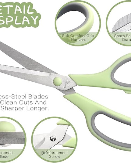 Scissors 8.5 Inch scissors all purpose Bulk Set of 3, Scissors for Office Home School Craft Supplies, Soft Comfort-Grip Right/Left Hand, Gray