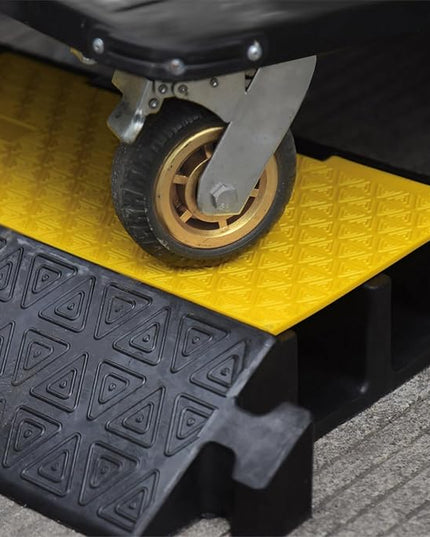 OranLite Large 2-Channel Rubber Floor Cable Protector Ramp, Heavy-Duty Floor Cable Wire Cord Cover Speed Bumps, Driveway Hose Cable Ramp Protective Cover (2 Large Channels)