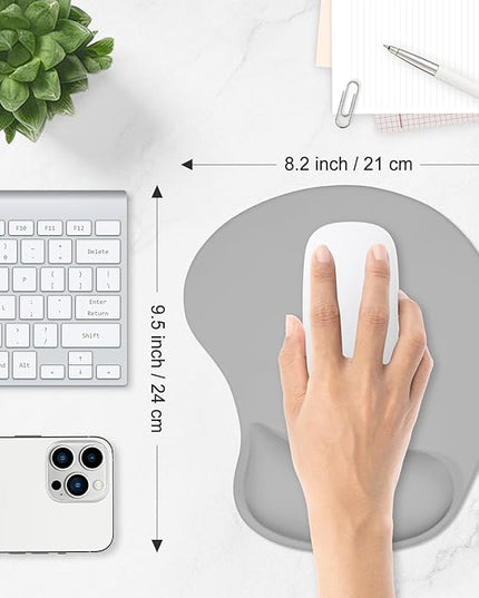 ITNRSIIET Ergonomic Mouse Pad, Cushioned Gel Wrist Rest, Non-Slip Base, Smooth Surface, Cute Multi-Color, 9.5 x 8.2 in, Space Gray
