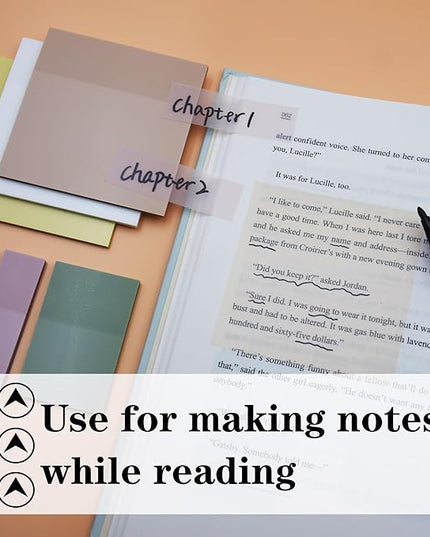 Transparent Sticky Notes, 3"x3" Cute Translucent Page Flags Book Markers Stickers, Planner Accessories Sticky Notes, Office School Bible Journaling Study Supplies