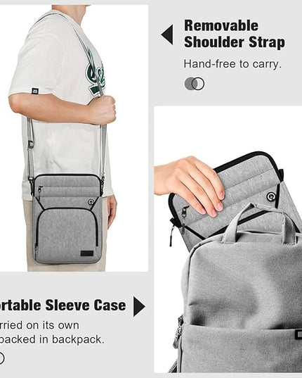 MoKo 9-11 Inch 360° Protective Tablet Sleeve Bag, Fits 11 inch iPad Air M3, iPad A16 2025, Pro 11 M5, iPad 10/9/8/7th, Tab S8/S9 11, Multifunctional Bag with Shoulder and Headphone Port, Light Gray