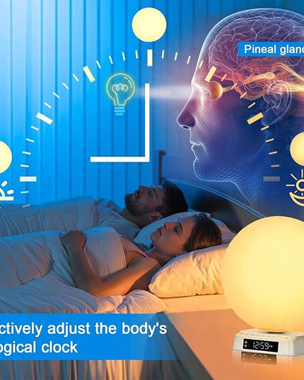 Light Alarm Clock Wake up Light Bioclock Adjustment Sunrise Alarm Clock Awakening lamp Bedside lamp Table lamp Nightstand Lamp Moon-Shaped & APP-Supported