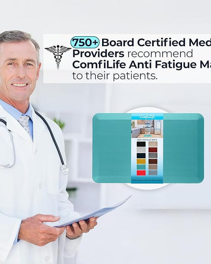 ComfiLife Anti Fatigue Floor Mat – 3/4 Inch Thick Perfect Kitchen Mat, Standing Desk Mat – Comfort at Home, Office, Garage – Durable – Stain Resistant – Non-Slip Bottom (20" x 32", Teal)