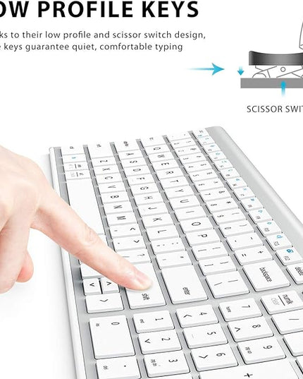 iClever BK10 Bluetooth Keyboard, Universal Bluetooth 5.1 Wireless Keyboard with Number Pad, Ergonomic Design, Multi-Device Compatibility, Stable Connection for Mac, iPad, iPhone, Android, Windows