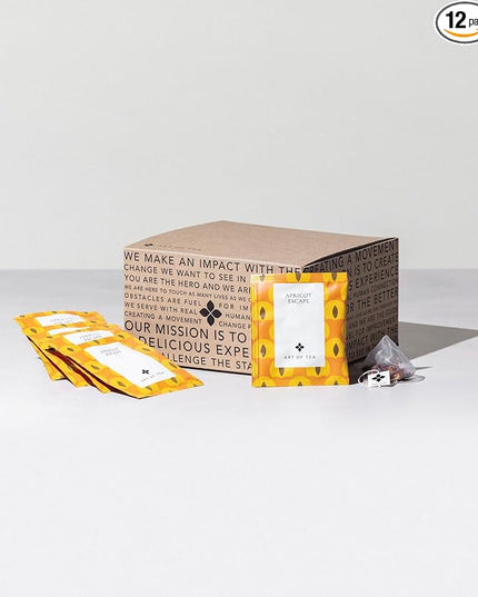 Art of Tea | Apricot Escape - Caffeine Free | 50 Eco Friendly Pyramid Tea Bag Sachets