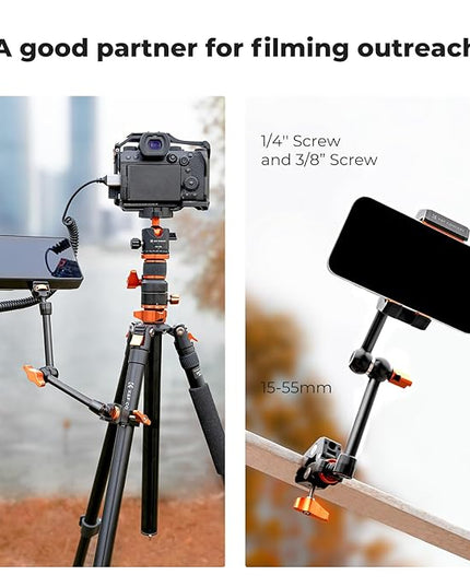 K&F CONCEPT 11" Magic Arm 1/4" Screw 360° Ball Heads Articulating Friction Camera Arm Mount for Monitor, LED Light, Webcam, Microphone, Camera Cage