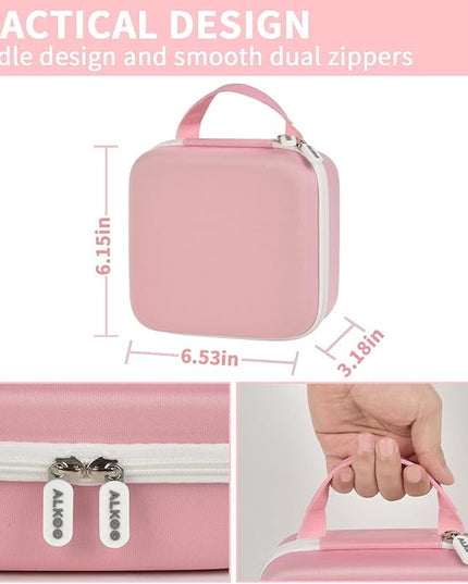 ALKOO Case Compatible with NIIMBOT B21 / Pro / B1 Label Maker Wireless Thermal Label Printer, Holder for Inkless Label Maker & Labeling Tapes Refills, with Mesh Pocket for Cable Accessories (Pink)