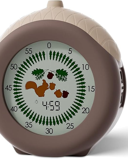 Visual Timer for Kids, 299-Minute Cute Kids Squirrel Timer with Eye-Protection Screen & Protective Case, Homeschool Supplies Study Teaching Time Management Tool
