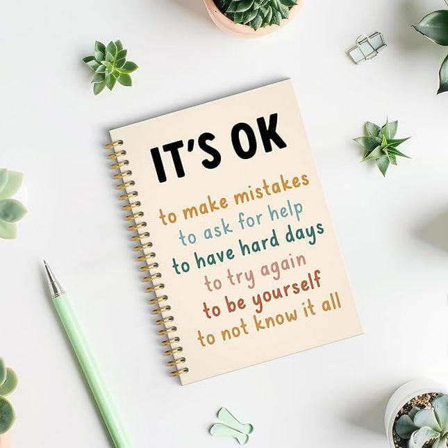 It's Okay to Mental Health Spiral Notebook, Inspirational Therapy Journal, Guided Journal for Mental Health, Psychology Gifts Journals Notebook, 5.5x8.3 Inch