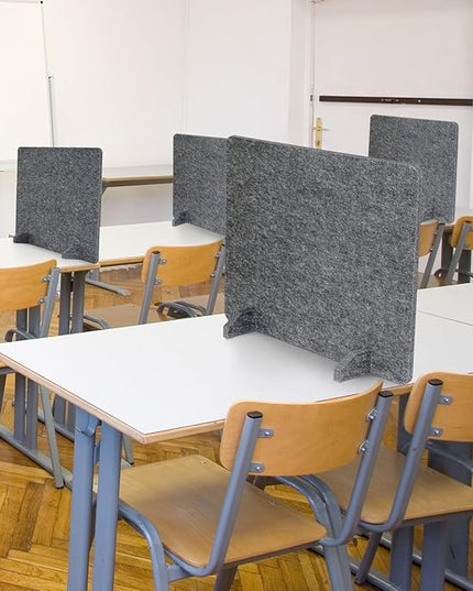 DOLLAR BOSS 4PCS Acoustic Desk Dividers 24" x 20", Soundproof Freestanding Privacy Panels for Table, Noise Reducing Desktop Partition for Office, Home, Classroom, Study Area with 20 Pushpins, Grey