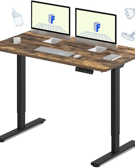 FLEXISPOT E3 Dual Motor Electric Standing Desk 55 x 28 Sit Stand Up Desk, Holds 220 lbs, Adjustable Height w/ Memory Presets, One-Piece Special Walnut Desktop & Black Frame, Ships in 2 Boxes