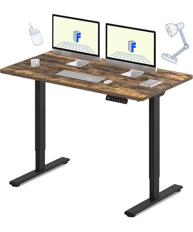 FLEXISPOT E3 Dual Motor Electric Standing Desk 55 x 28 Sit Stand Up Desk, Holds 220 lbs, Adjustable Height w/ Memory Presets, One-Piece Special Walnut Desktop & Black Frame, Ships in 2 Boxes