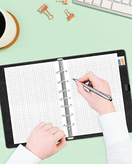 A5 Grid Refill Paper, 7-Hole Graph Paper, 100Sheets / 200Pages Loose-Leaf Grid Paper, 100gsm White Paper, 5.8" x 8.3 "