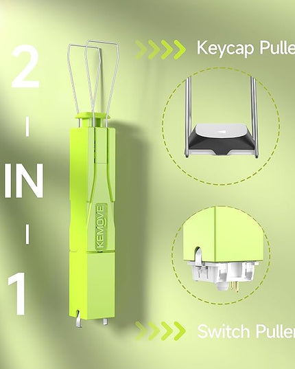 KEMOVE P10 2-in-1 Switch Puller Keycap Puller for Mechanical Keyboard, 304 Stainless Steel Key Switch Keycap Puller, Easily Remove and Replace Gaming Keyboard Switches and keycaps - Green