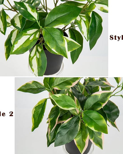 Oairse Artificial Plants Indoor Small Fake Plants in Pots Faux Pothos N‘ Joy Potted Plant Fake Indoor Plants with Black Pots for Bathroom Living Room Office Desk Shelves