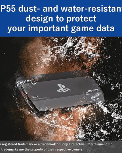 BUFFALO External SSD 1.0TB Officially Licensed Product, Compatible with PS 5 / PS 4 Consoles - USB3.2 Gen2 Type A and C - Portable Anti Shock IP55 Dust and Water Resistant SSD-PHO1.0U3B