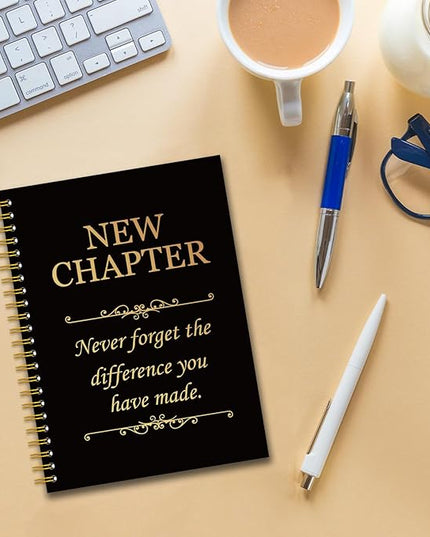 YAZMEEN New Chapter Black Gold Spiral Notebook（160 Pages） Never Forget The Difference You Have Made Blank Hardcover Notebook Thank You Gift Retirement New Job Going Away Gift for Coworker Boss Friend