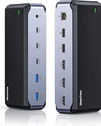 USB C Docking Station Dual Monitor for MacBook Pro/Air, 13-in-1 Triple 4K Display Laptop USB-C Hub, Type C Dock with 3 * 4K HDMI, PD3.0, 7 USB, RJ45, 3.5mm Audio