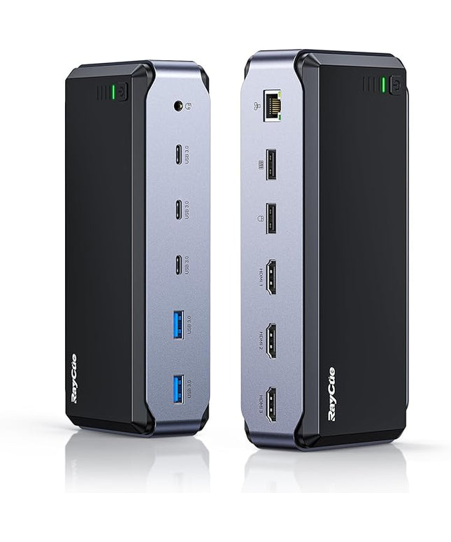 USB C Docking Station Dual Monitor for MacBook Pro/Air, 13-in-1 Triple 4K Display Laptop USB-C Hub, Type C Dock with 3 * 4K HDMI, PD3.0, 7 USB, RJ45, 3.5mm Audio