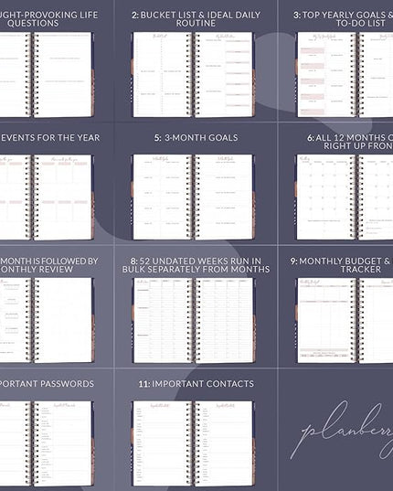PLANBERRY Hourly Schedule Planner Premium – Undated Weekly Organizer with Time Slots & Monthly Budget – Time Management, Goal Setting, to-Do List & Habit Tracker –6.9″x8.5″(Royal Blue)