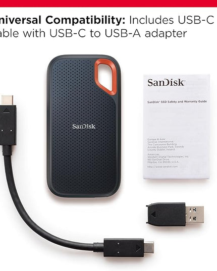 SanDisk 8TB Extreme Portable SSD - Up to 1050MB/s, USB-C, USB 3.2 Gen 2, IP65 Water and Dust Resistance, Updated Firmware - External Solid State Drive - SDSSDE61-8T00-G25