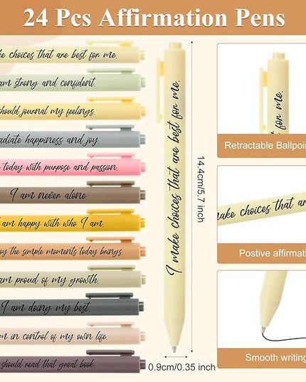 Kosiz 48 Pcs/24 Set Positive Affirmation Gifts Gratitude Spiral Notebooks with Pens Motivational Encouragement Notepads Daily Affirmations Journal for Women Valentine Galentine Gifts (Abstract)
