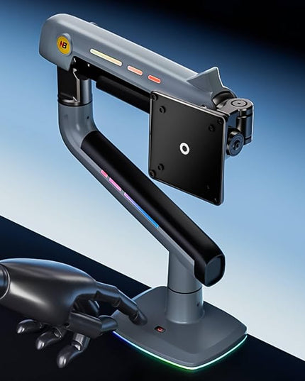NB Gaming Monitor Arm or for 32 to 60 Inches Screen, Load up to 20 kg, VESA 75/100, RGB-Light, Heavy Duty, Multi Angle Adjustable, Premium Aluminum, Lake Blue