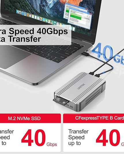 Unitek 40Gbps CFexpress 4.0 Type B Card Reader and M.2 PCIe&NVMe SSD Adapter/Reader, USB4.0 CF Express Reader for CFexpress Type B, PCIe4*2, Fast Transfer for Professional Filmmakers and Photographers