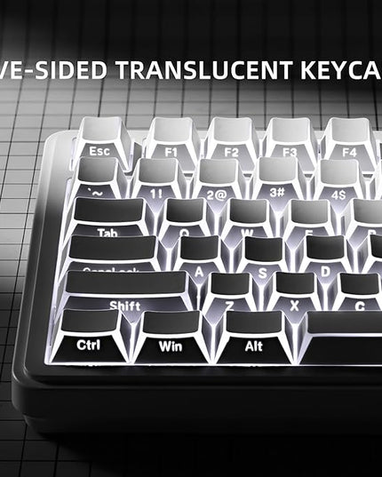 XVX White Shine Through Keycaps, PBT Keyboard Keycaps Cherry Profile, Custom Side Printed Keycap Sets Suitable for 60% 65% 75% 80% 100% Mechanical Keyboard