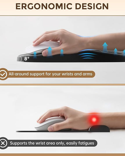 AUEDROT Ergonomic Mouse Pad with Wrist Rest 2 in 1 Mousepad with Wrist Support, Memory Foam Desk Mouse Mat with Massage Nubs & Gel PU Non-Slip Base, Suitable for Office & Gaming, As a Gift, Black