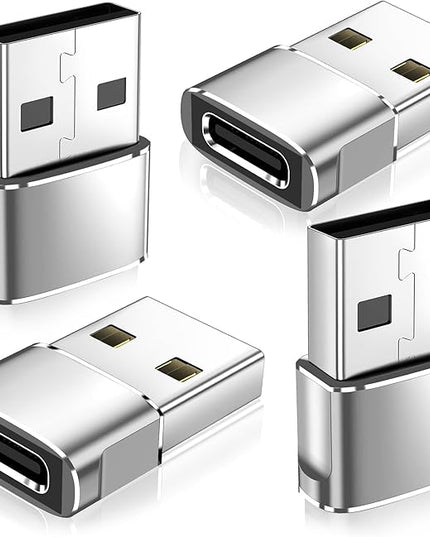 𝟒𝐏𝐚𝐜𝐤 𝐔𝐩𝐠𝐫𝐚𝐝𝐞𝐝 USB to USB C Adapter,Type-C Female to A Male Car Charger OTG Converter for Apple Watch Ultra 8 9 10,iPhone 16 15 14 13 Pro Max,Samsung S24,Nintendo Switch,AirPods,iPad,Car