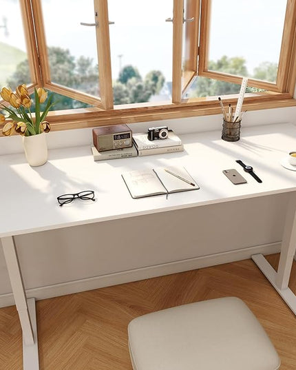 FLEXISPOT 79x32 Inch Large Dual Motor Electric Standing Desk, White - Computer Desk with Memory Controller, Home Office Desk with Splice Board