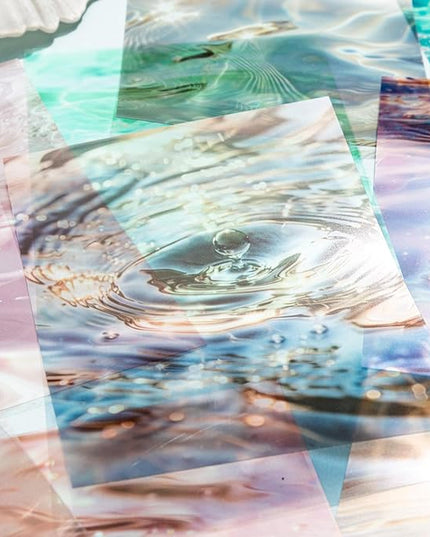 AuriicLeaf Wave PET Scrapbook Stickers Set, 60PCS Ocean Ephemera for Scrapbooking, Junk Journaling, Crafting, DIY Projects, Diaries, and Art Supplies