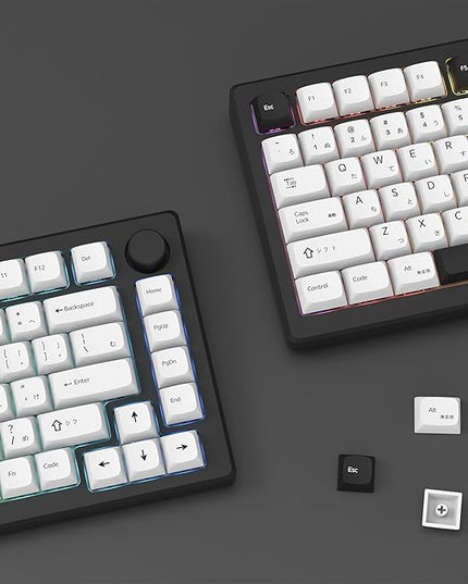 XDA White Keycaps, XVX Japanese PBT Keycap Sets, Bow Key caps 75 Percent Dye-Sublimation Keyboard Keycaps for 61/64/68/84/87/100/104/108 Cherry MX Mechanical Keyboard