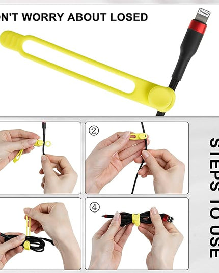 Nearockle 50Pcs Silicone Cable Ties Cord Organizer for Bundling Earphone, Phone Charger, Computer Cords, Reusable Cable Ties Wire Organizer in Home,Office,Kitchen,School (5 Colors)