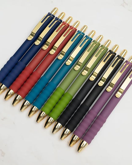 Linbsunne Gel Pens Black Ink Pen 0.5mm fine Point Pens Smooth Writing Retractable Office Supplies (Vintage-12 pcs)