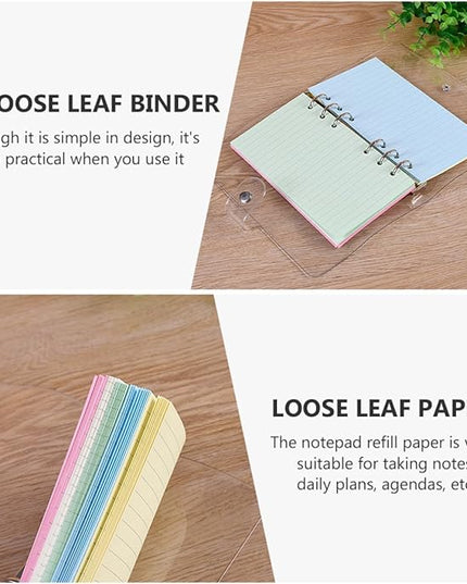 Sosoport 2pcs Loose Leaf Paper Refill Ring Notepad Lined Stationery for Students Smooth Writing Pages for School and Office Use