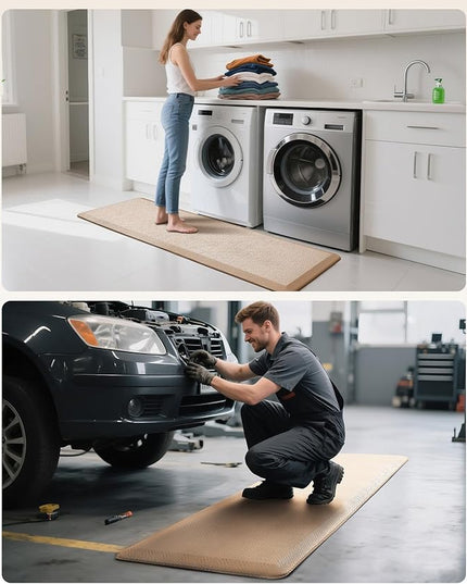 Ophanie Kitchen Mats for Floor, 3/4 Inch Thick Kitchen Rugs, 24'' x 70'' Anti Fatigue Standing Cushioned Mat, Waterproof,Comfort Ergonomic Mat for Office, Home, Sink, Beige Non-Slip Bottom