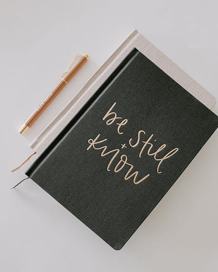 Sweet Water Decor Be Still and Know Notebook for Women - Bible Study Notes Journal, Church Notes Journal with Ribbon Bookmark - 100 Ruled Pages for Writing, Diary with Fabric Inspirational Cover