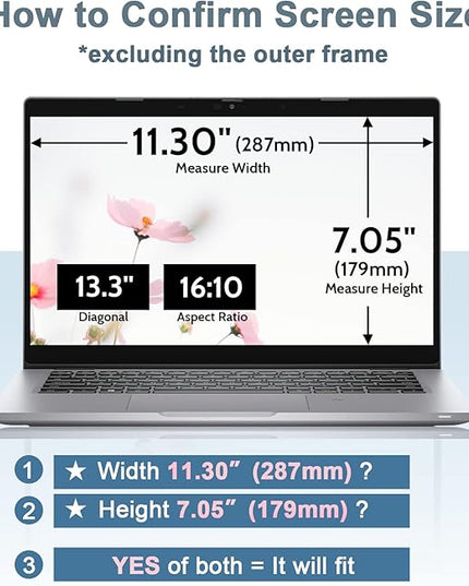 IPROKKO Laptop Privacy Screen 13.3 Inch for HP Dell Acer Asus Lenovo Thinkpad Envy Xps, 16:10 Aspect Removable 13in Anti Blue Light Glare Privacy Filter Shield, Anti Spy Computer Monitor Security