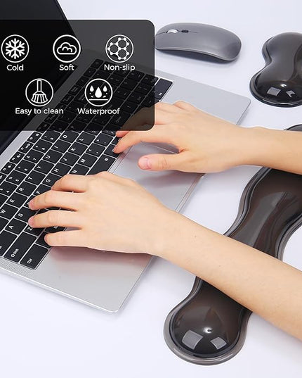 Gel Wrist Rest for Keyboard and Mouse, Wrist Rest for Keyboard, Mouse Wrist Support, Pain Relief, Cool Touch, Non-Skid, Mouse Wrist pad