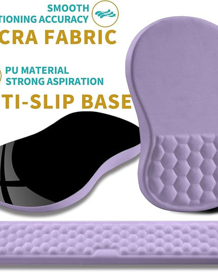 Hokafenle 2 in 1 Ergonomic Mouse Pad Wrist Support & Wrist Rest for Computer Keyboard Set, with Relieve Carpal Tunnel Pain Massage Bulge and Full Memory Gel Design (2In1 Set, Lavender)