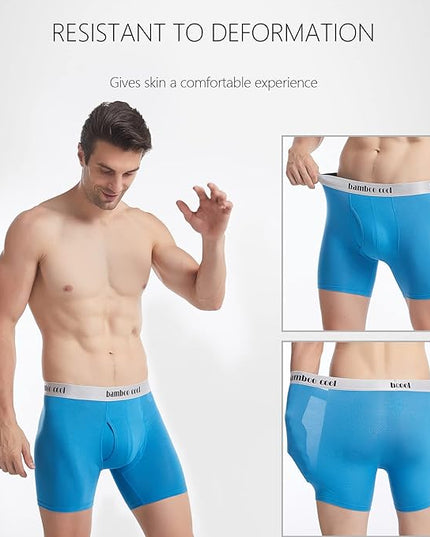BAMBOO COOL Men's Ultra Breathable Underwear,No Riding Up Boxer Briefs with ComfortFlexible Waistband,Multipack