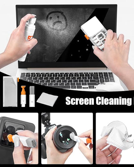 walrfid Laptop Keyboard Cleaner Kit, 15-in-1 Computer Screen Cleaning Brush Tool for iPhone Phone iPad MacBook, Electronic Device Clean Spray for Camera Lens PC TV Tablet, 82ml Screen Cleaner