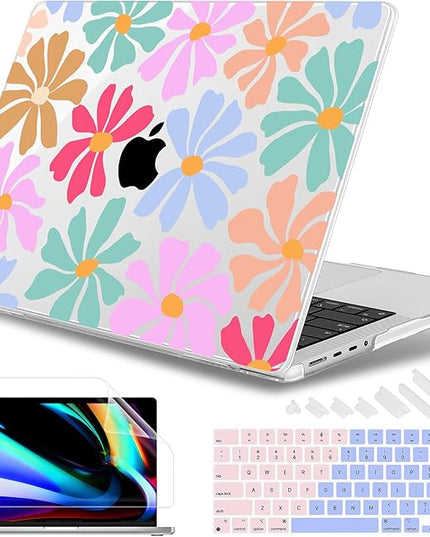 May Chen Case for MacBook Pro 14 inch, Models A2442 A2779 A2918 A2992 A3401 A3185 A3112 A3434, M1 M2 M3 M4 M5 Chip (2021-2025 Release), Plastic Hard Shell Case with Keyboard Cover, Groovy Flower