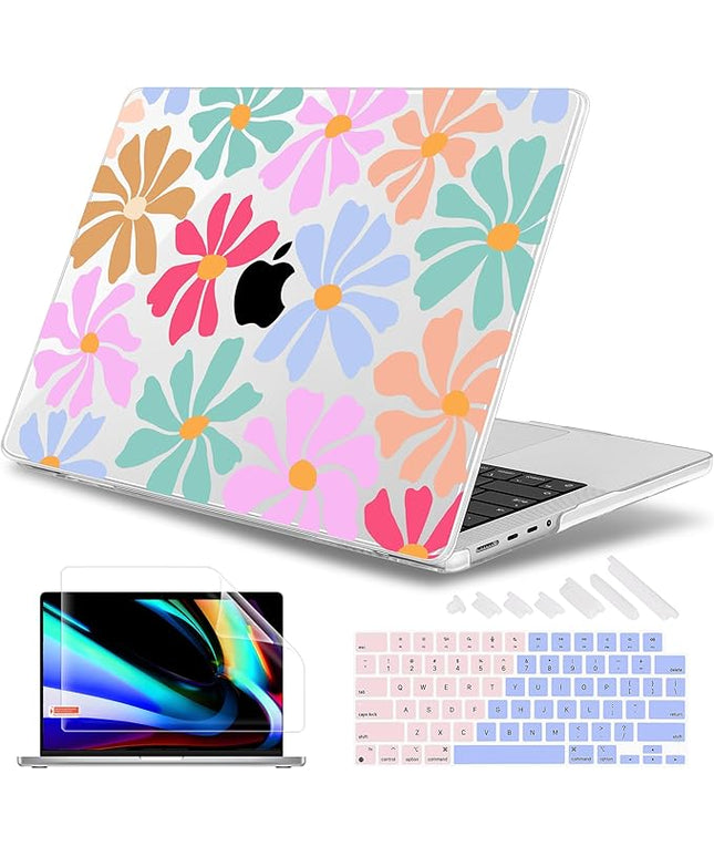 May Chen Case for MacBook Pro 14 inch, Models A2442 A2779 A2918 A2992 A3401 A3185 A3112 A3434, M1 M2 M3 M4 M5 Chip (2021-2025 Release), Plastic Hard Shell Case with Keyboard Cover, Groovy Flower