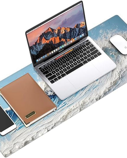 Galdas Gaming Mouse Pad XXL XL Large Long Extended Big Mousepad Non-Slip Rubber Keyboard Desk Pad with Stitched Edges for Laptop Home Office (31.5x11.8x0.08 Inch) … (Painting Waves)