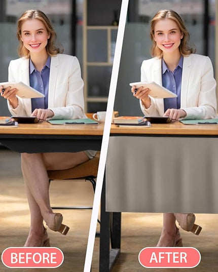 Icegrey 80" Under Desk Privacy Panel with Cable Management Organizer Net Self-Adhesive Modesty Panel for Cord Organizer Pockets and Desk Skirt for Home Office or Standing Workstation, Khaki 2