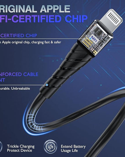 OIITH MFi Certified Short for iPhone Charger Cable 3 Pack 1 Ft, 12 inch for Lightning Charging Cord, Fast 2.4A for iPhone Data Cord Compatible with iPhone12/11/XS/Max/XR/X/8/8P/7P/6/iPad - Purple