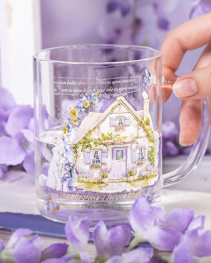 AuriicLeaf Violet Garden PET Sticker Set, 80PCS Fairy-Themed Scrapbook Supplies Journal Stickers in Purple for DIY Crafts, Planners, and Collages